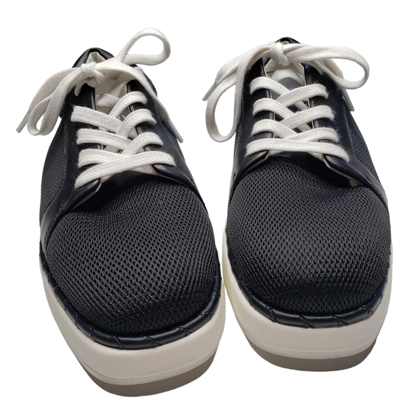 Franco Sarto | Quinn Black Leather Fabric Low Top Lace Up Sneakers Women's 7.5 - Picture 3 of 13
